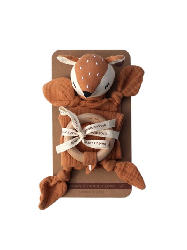 Organic Snuggle Lovie Blanket - Fawn Baby : Toys : Teethers : Plush-Crinkle Cheengoo 