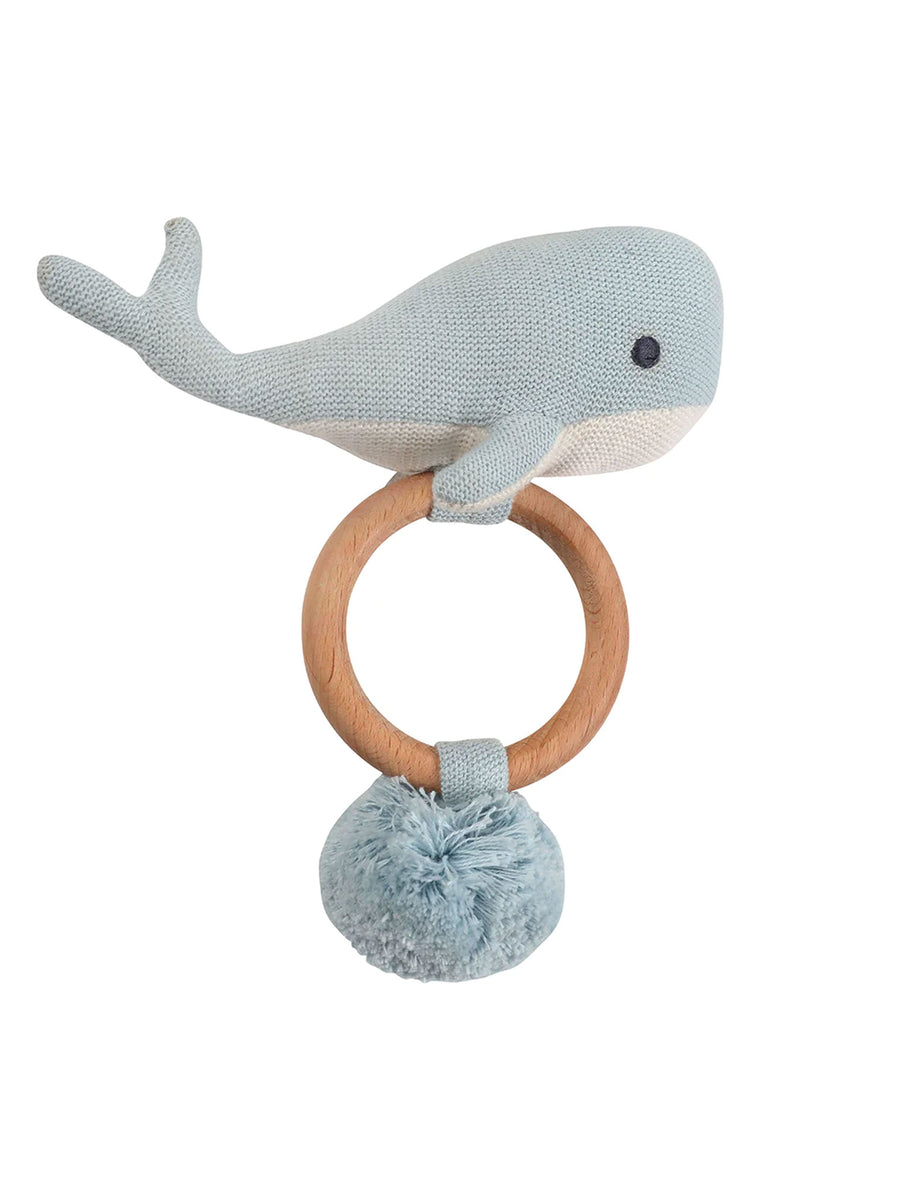 Organic Knit Whale Rattle Teether Baby : Toys : Plush-Crinkle : Rattle : Teether Sammy + Nat Organic Knit Whale Rattle Teether