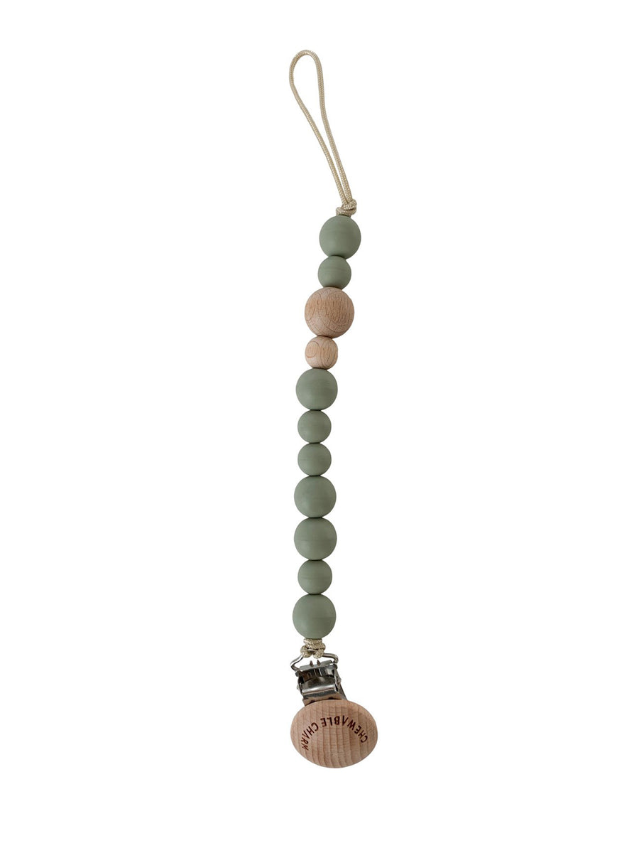 Silicone + Wood Pacifier Clip Baby : Gear : Pacifiers + Clips Chewable Charm 