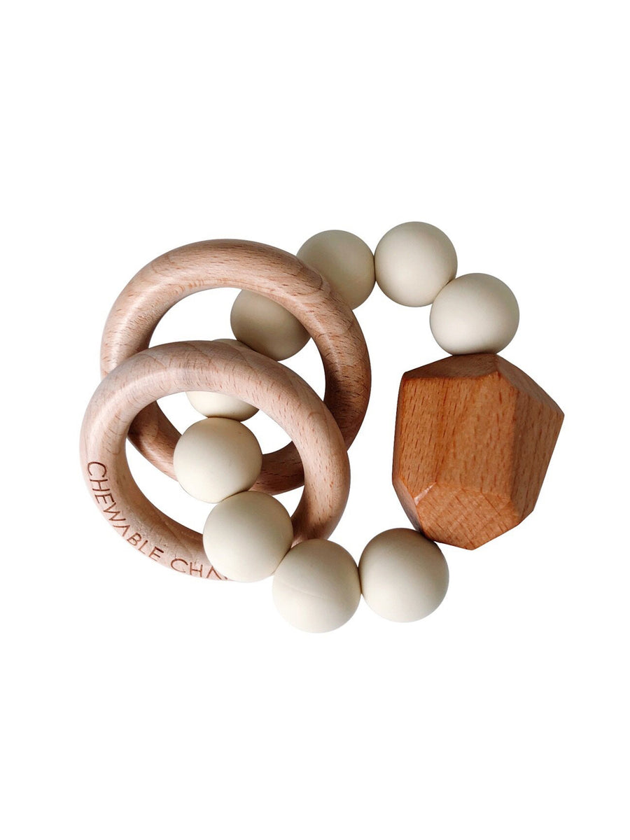 Silicone + Wood Teether Ring Baby : Toys : Teethers Chewable Charm Silicone + Wood Teether Ring