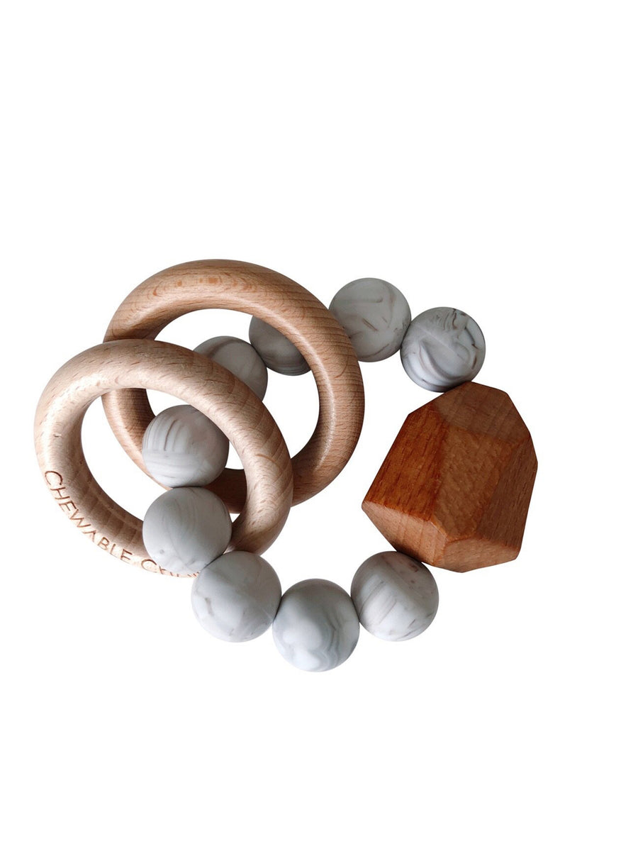 Silicone + Wood Teether Ring Baby : Toys : Teethers Chewable Charm Silicone + Wood Teether Ring