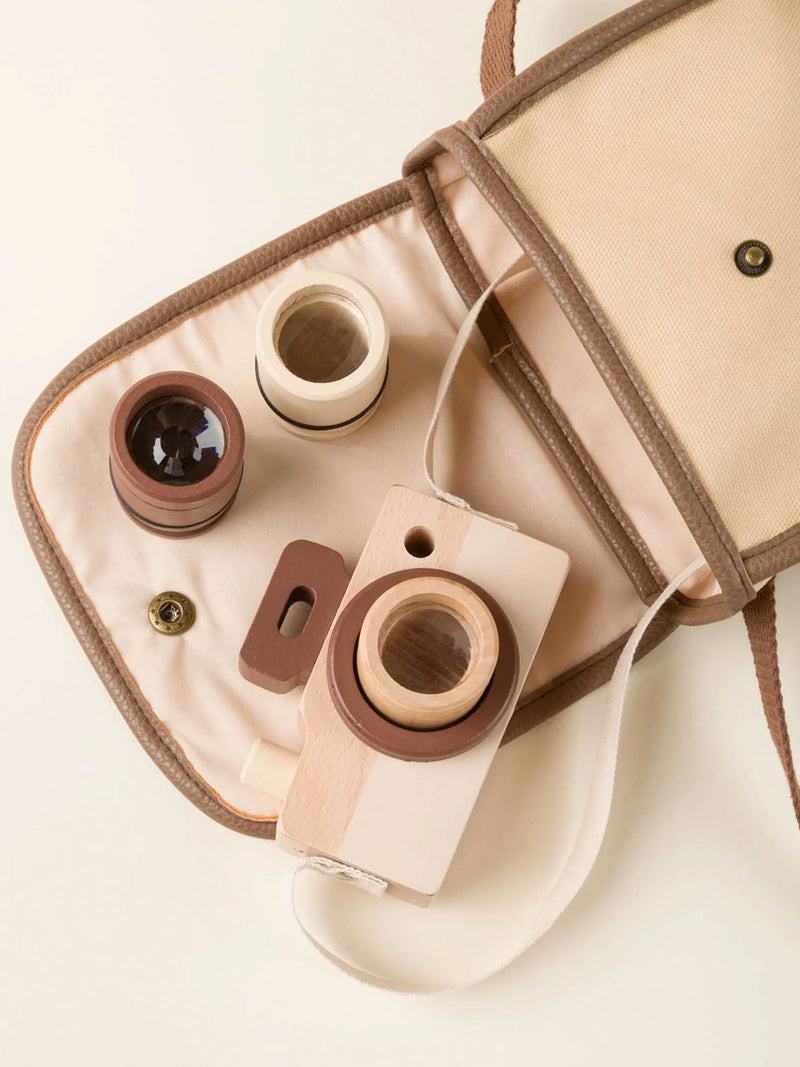 Wooden Toy Camera with Bag