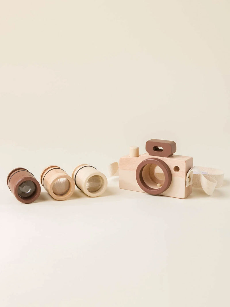 Wooden Toy Camera with Bag