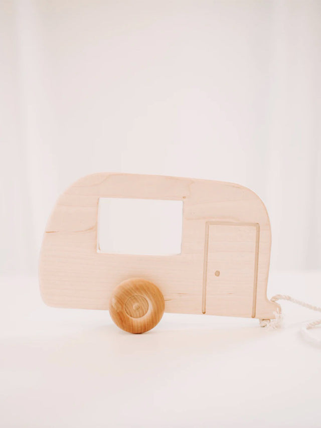 Wooden Camper Pull Behind Toy Baby-Kids : Toys : Wooden : Learning Clover and Birch Wooden Camper Pull Behind Toy