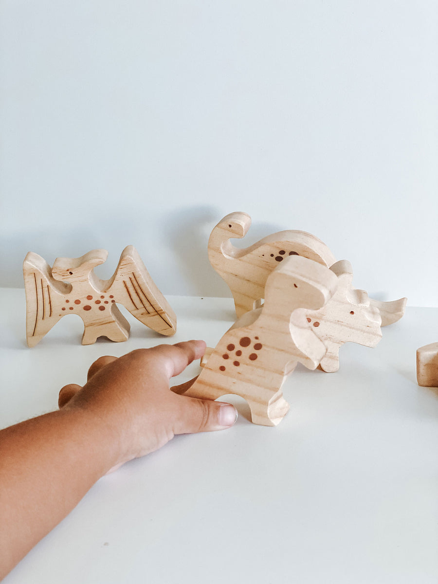 Wooden Baby Dinosaurs Stacking Set Baby-Kids : Toys : Wooden Kaspi Land Wooden Baby Dinosaurs Stacking Set