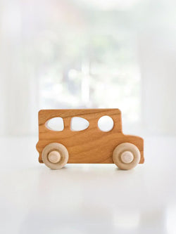Wooden Mini School Bus Toy Car