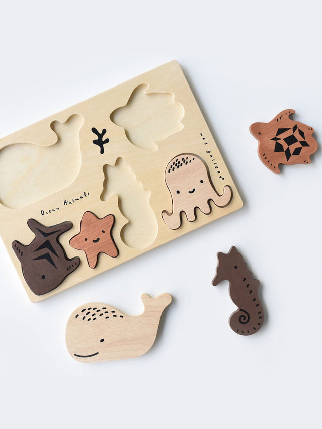 Ocean Animals Wooden Tray Puzzle Baby-Kids :Toys :Wooden Wee Gallery 