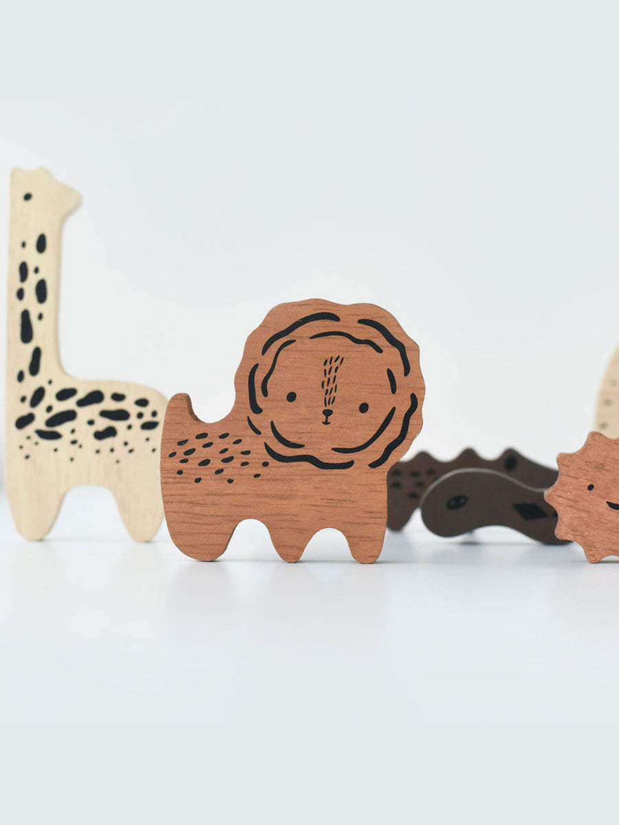 Safari Animals Wooden Tray Puzzle Baby-Kids : Toys : Wooden Wee Gallery 