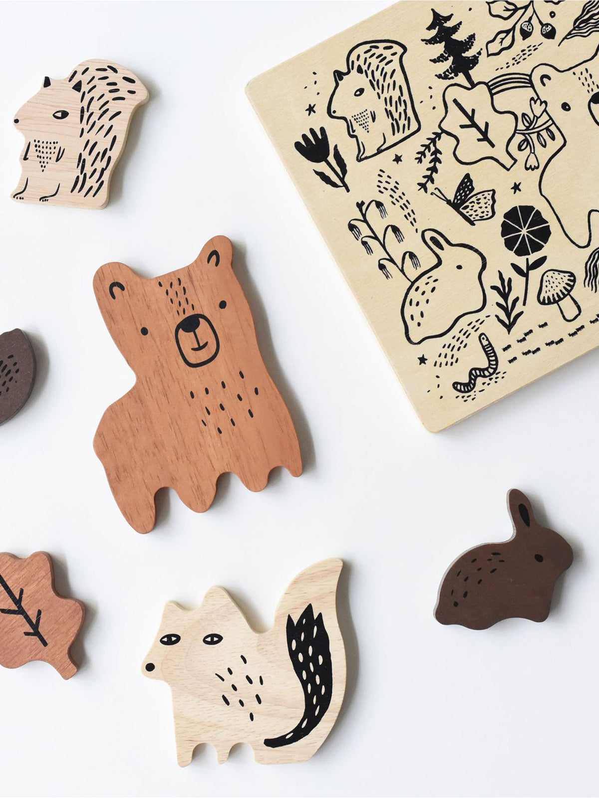 Woodland Wooden Tray Puzzle Baby-Kids : Toys : Puzzle Wee Gallery Woodland Wooden Tray Puzzle for Baby | Colored Organics®