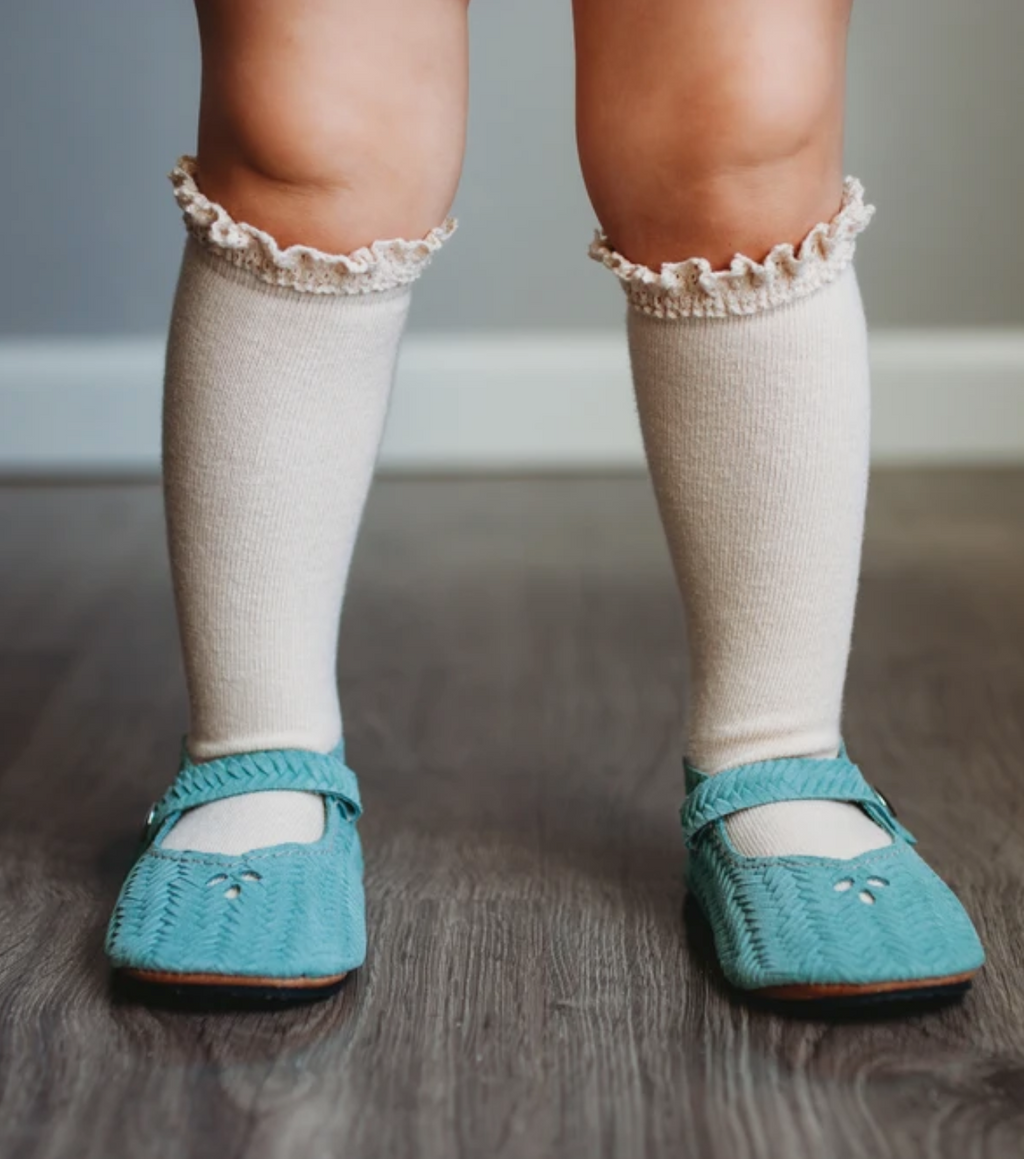 Lace Top Knee High Socks - Vanilla / 0-6M